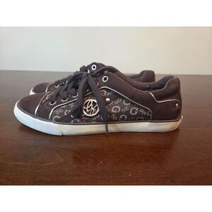 guess fashion sneakers womens size 9 brown and gold